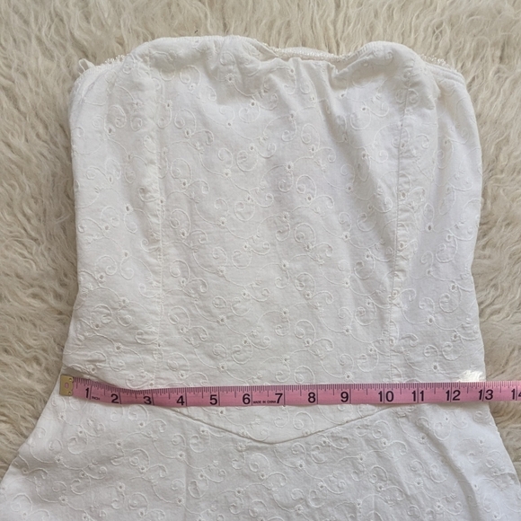 Vintage Ruby Rox White Embroidered Strapless Dress Lace Trim Women's Size 3 - Picture 3 of 8